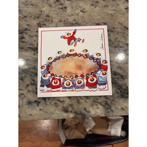 Barbara LaVallee Ceramic Tile Trivet Blanket Toss 6x6 White Vintage